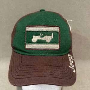 Jeep Mens Baseball Cap Green Brown Cotton Adjustable Hat OSFA Classic Logo Patch